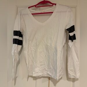 Treasure & Bond White Long Sleeve Top with Black Stripes